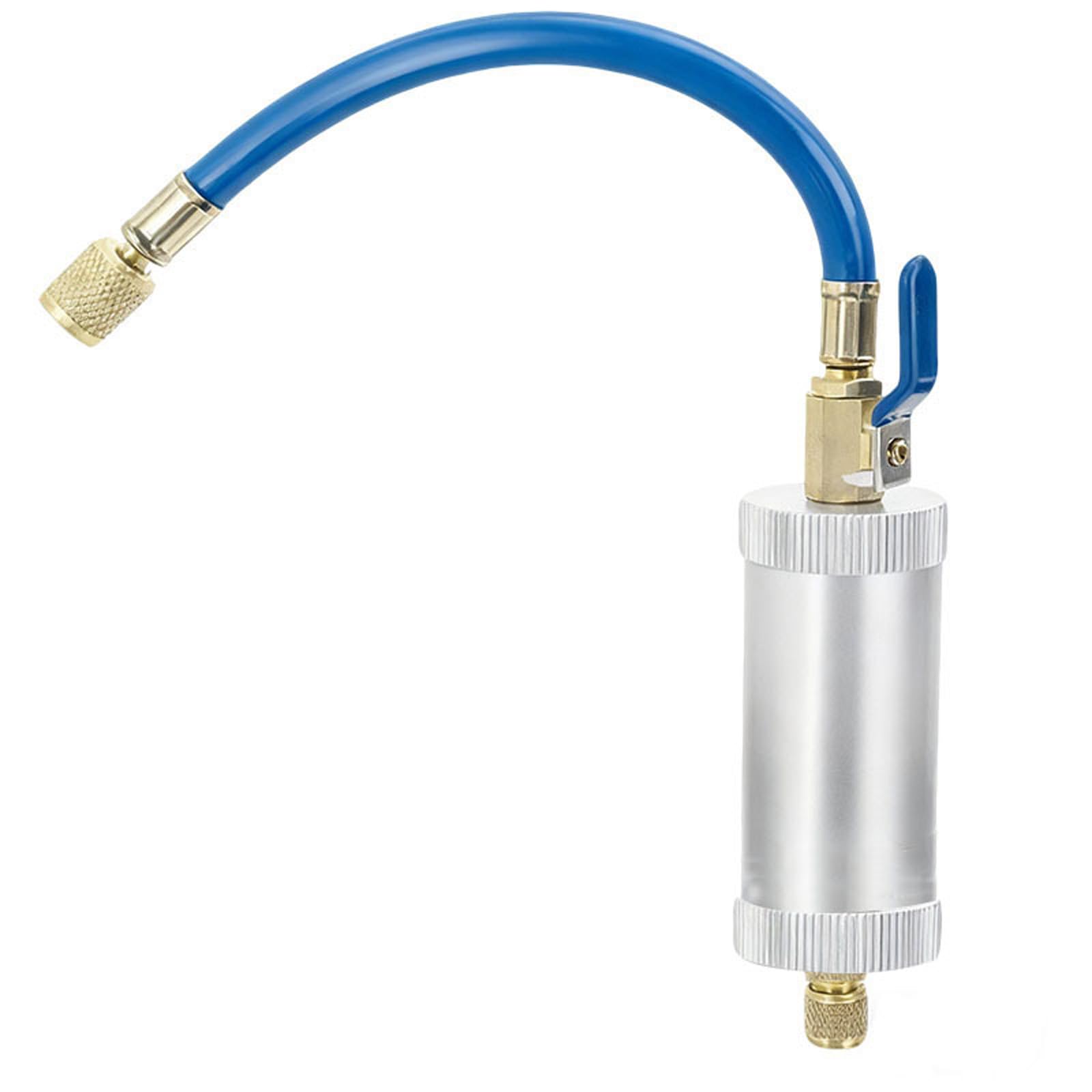 High Pressure A C Refrigerant Oil Injector with Refillable 2 oz Tanks and 1/4 Thread for R134A and R12 Systems with A C Oil Injectors