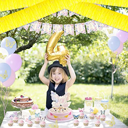 Image of 6 Pack 10 Feet Foil Fringe Garland Metallic Tinsel Streamers Banner Wall Hanging Curtain Backdrop Banner for Parade Floats, Thanksgiving, Christmas, Birthday, Halloween Party Decorations(Yellow)