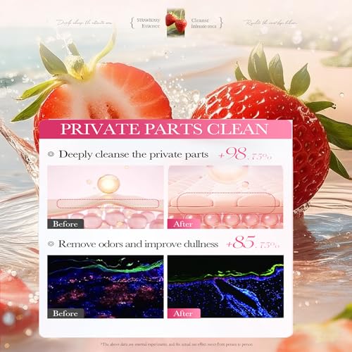 Image of pH Balanced Feminine Soap for Women, Strawberry Odor Control & Hydration, Deep Cleanse, Pure Natural Plant Extracted Essence, Gentle Yet Effective for Daily Intimate Hygiene, Vegan, Pink