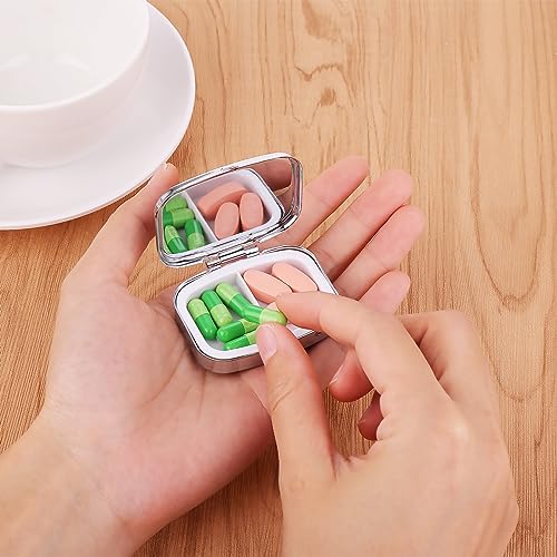 WLLHYF Pillendoosje 2 vakken met spiegel draagbare kleine tablettendoos retro bloemen pillen-organizer voor vitamine visolie pillen tassen portemonnees reizen - Afbeelding 5