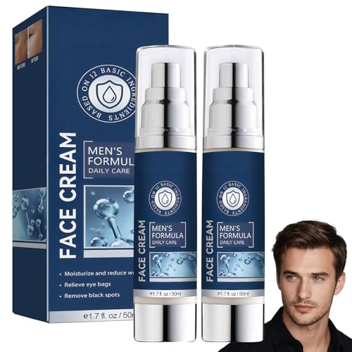 2 Pcs 6 In 1 Particle Face Cream for Men Mens Anti Aging Face Cream Firming Moisturiser for All Skin Types 2 * 50ml