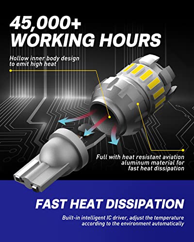 912 921 Led Bulb Reverse Light Bulb 6500K White, Autoone 906 922 W16W T15 Led Backup Light Bulb, 2400Lm 300% Brighter Mini Size Non-Polarity Canbus Error Free Plug And Play Led Light Bulb, Pack Of 2 #TOP5