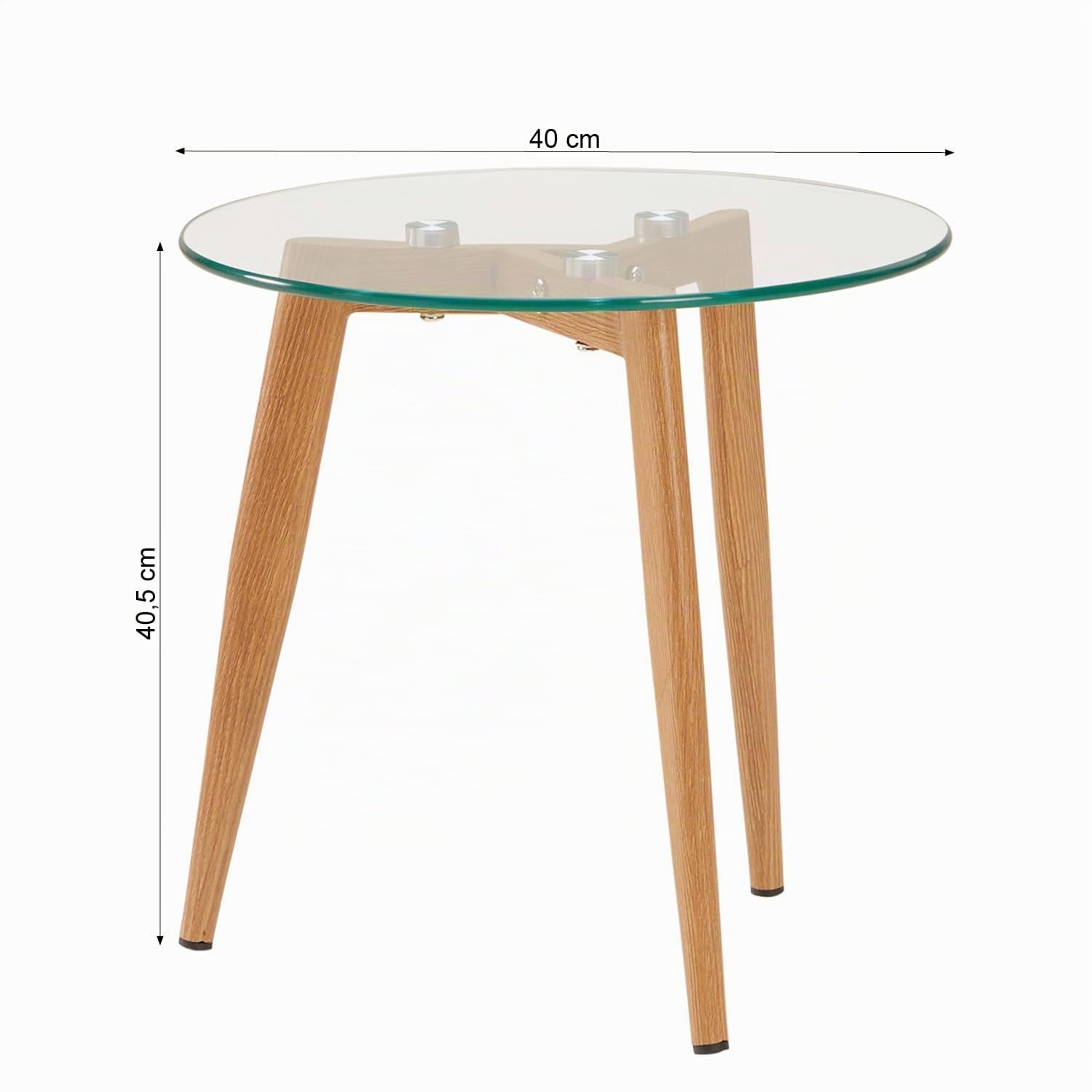 Homestyle4u Couchtisch Rund Glas 2er Set - Beistelltisch mit Holzbeinen