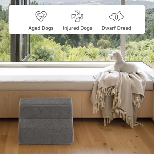 Image of 2 Steps Dog Stairs for Sofas & Chairs, 8.3 inch Tall Pet Steps for Small to Medium Dogs & Cats, Waterproof with Removable Cover & PE Support Board for Sofa, Chair, or Stairs