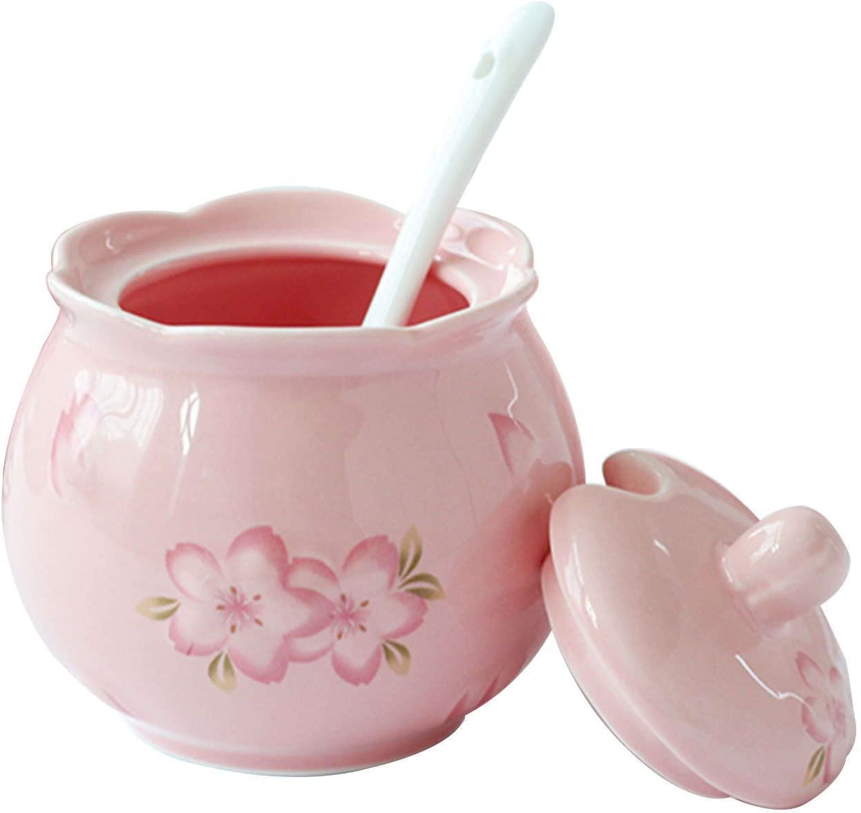 Keramik-Zuckerschüssel mit Zuckerschüssel, Sahne- und Zuckertopf aus Keramik, Sahnekännchen, Zuckerdose, Kaffeeservierset, Sahnekännchen, Milchkännchen und Zuckerdose ( Color : Roze , Size : Sugar Bow