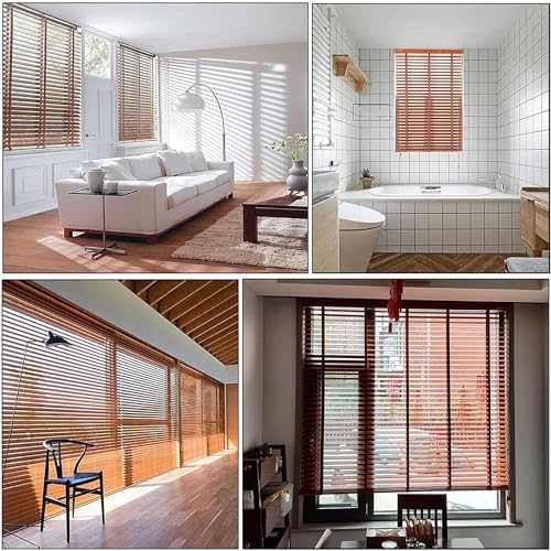 Tenda veneziana in legno, personalizzabile, senza trapano, orizzontale, per interni, perfetta per camera da letto, soggiorno, ufficio, balcone, arredamento elegante e funzionale