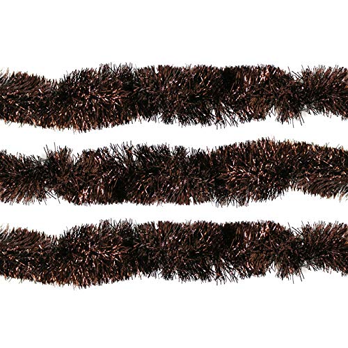 RockParty Copper Brown Luxury Christmas Tree Tinsel Decoration - Premium Hanging Ornaments for Indoor/Outdoor Xmas Parties & Seasonal Event Supplies (Pack of 4 (8m))
