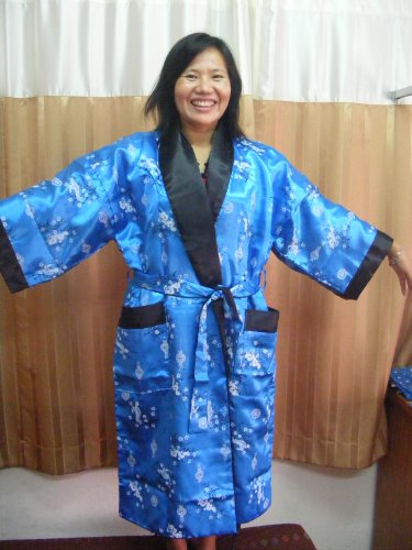 Imported 100% Thai Silk Kimono- Red Oriental Dragon Design (Size Xxl 46-48) #TOP2