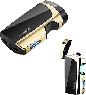 RSBYE Electric Lighters,Infrared Sensor Plasma Lighter,Windproof Dual Arc Lighter Outdoor Lighter Rechargeable USB Lighter Flameless Electric Lighter with LED Battery Indicator (Black)