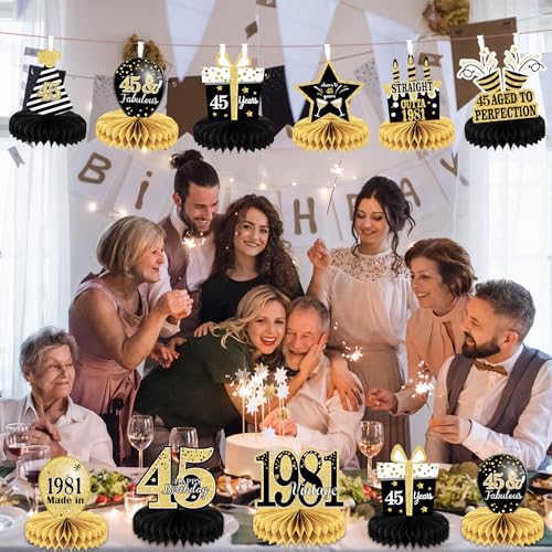 9PCS 45th Birthday decorations 45th birthday Centerpieces for Table Decorations 2026 Vintage 1981 Honeycomb Table Topper Back in 1981 45th Birthday Decoration for Men and Woman 45 Years Birthday Party by Tevxj - Used condition - Image 7