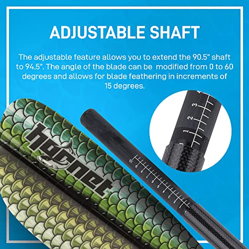 Image of Hornet Watersports Fiberglass Kayak Paddle for Adults- Ideal for Touring, Fishing and Boating- 90.5 inches / 230CM Adjustable with Carbon Fiber Shaft- Kayak Oars Kayaking Equipment
