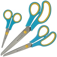 Westcott Easy Grip Scissors Set Of 3 - Comfort Handle, Stainless Steel Blades, For Home, Office & Crafts