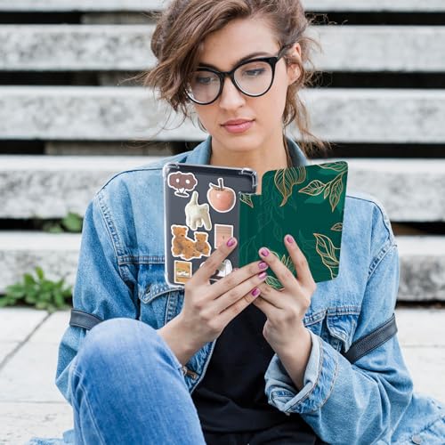 Image of CoBak Case for 6 inch Kindle 11th Gen (2024 and 2022 Release) - Ultra Slim Transparent Clear TPU Back Shell Protective Cover with Auto Wake /Sleep for Kindle 11th Generation 2024 Release, Green Pattern