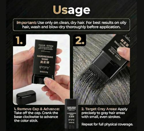 Image of 2 Pcs Hair Color Comb Stick, Waterproof and Sweat-Proof Instant Hairs Dye Stick Grey Hairdo Coverage for Men & Women, Instant Hair Colour, White Hairs Fixer, Hairdressing Wand Black, Easy Application