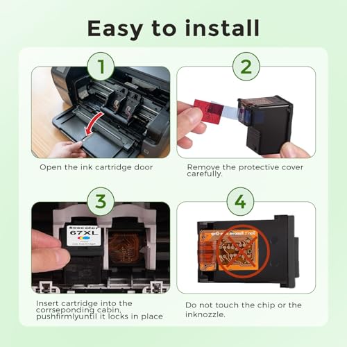 Image of 67XL Ink Cartridges Black /Color Combo Pack Replacement for HP Ink 67 XL 2PK | for HP67 HP67XL for 2855e 2800e 2755e 2700 4255e 4200e 6055e 6000 2852e 2827e 2700e 2734e 4155e 6455 6400 6458 6455e Printer