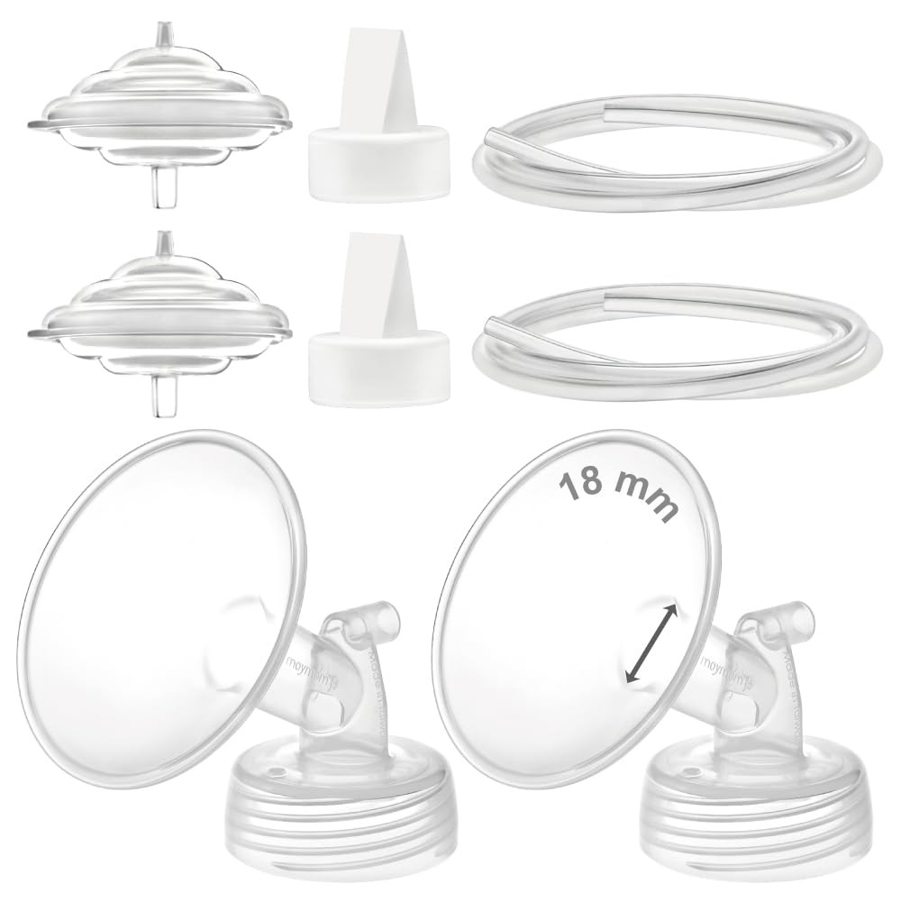Maymom parti del tiralatte compatibili con Spectra S1/S2/9 Plus, coppa 18 mm con valvola, tubo e protezione antiriflusso, accessorio compatibile non originale