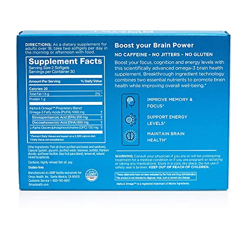 Omax Boost Alpha Gpc Brain Health Supplement With Omega 3 Dha +, Memory, Focus, Performance, Mood, Immunity, Aging | 60 Softgels #TOP5