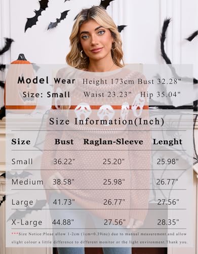 Image of Women's Fair Isle Sweaters Long Sleeve Crew Neck Loose Casual Halloween Pullover Sweater Deep Orange Small