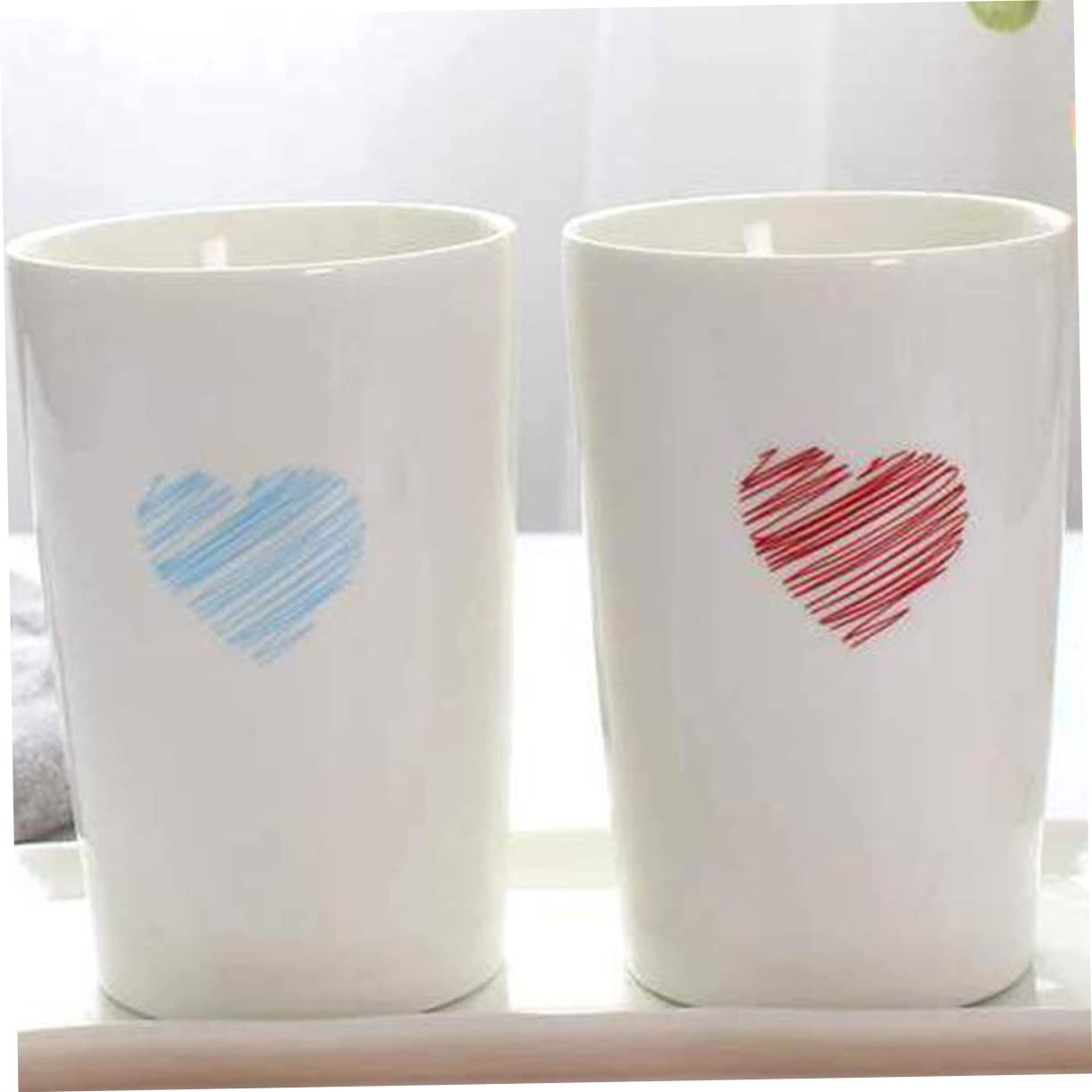 Zerodeko Coppia di Tazze da Risciacquo in Ceramica Rosso 2 Pezzi | Bagno e Scuola, Superficie Liscia e Struttura Robusta, Uso Multiuso per Bevande e Lavaggio Orale