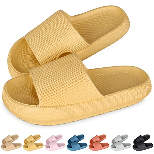 Cozislides Original Slippers Cloudyzz Schlappen Wolke Hausschuhe Gummi Home Slippers Badeschuhe rutschfeste Pantoletten Sommer Garten Badelatschen Flip Flops für Damen Herren Gelb 40/41 EU