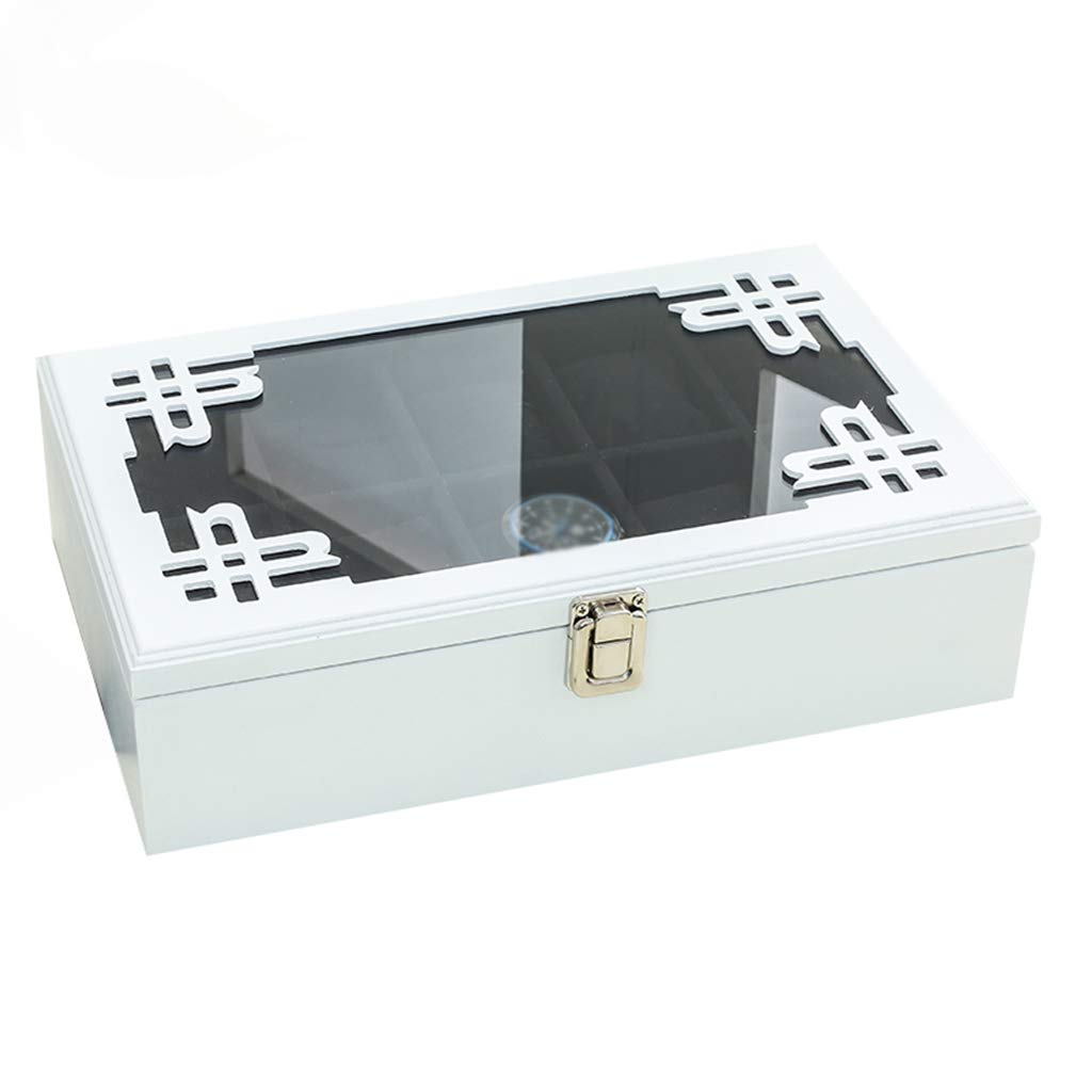 Paquete de 5 cajas de madera para relojes,organizador de exhibición de joyas, tapa de cristal, bandeja para pulseras, hebilla de Metal con cerradura y paquete de 6 cojines de almacenamiento extraíbles