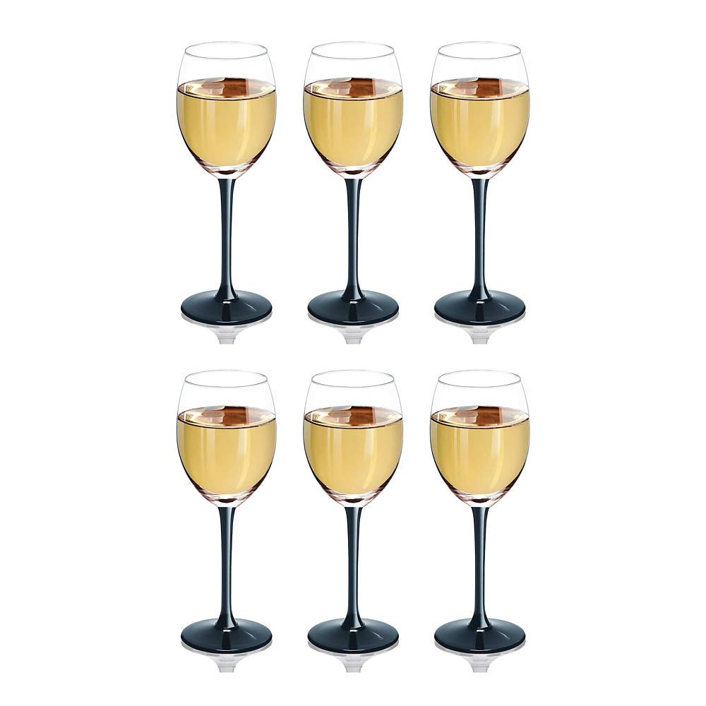Verres à vin design 330ml avec pied noir Solavia en verre de haute transparence