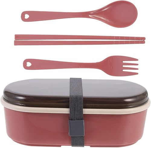 GULRUH lonchera, Double Layer Food Box Bento Box Portable Food Holder Students Lunch Holder (Color Red)