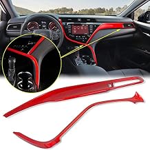 x xotic tech Center Console Stripe and Passenger Dash AC Vent Panel Cover Trim Set, Glossy Red, Compatible with Camry 2018-2024