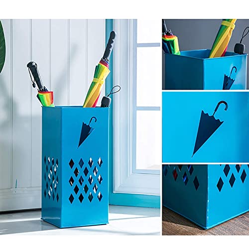 Porte-parapluie rack métal bleu CHEWYNP bac égouttement seau rangement entrée maison bureau - 6