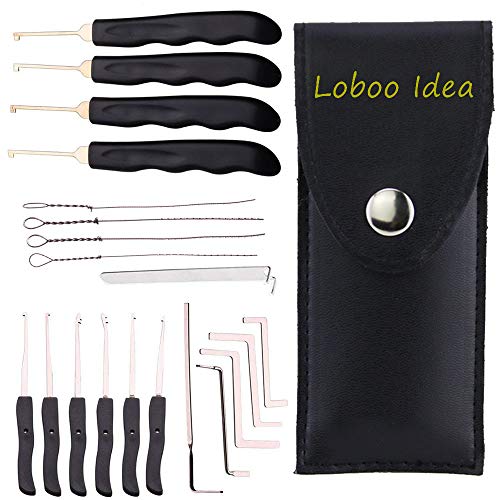 Loboo Idea Extracteur de clé cassée, 20 pièces, outil Home Depot Lockpicking, crochets de retrait, Lockpick, ensemble d'extracteur de clé cassée Cover
