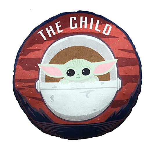 LYO Cojín Redondo The Mandalorian Baby Yoga – Material Ultra Suave – Peluche cómodo y Agradable para apretar – Regalo para Fan Star Wars – Decoración Dimensiones: 40 x 40 cm