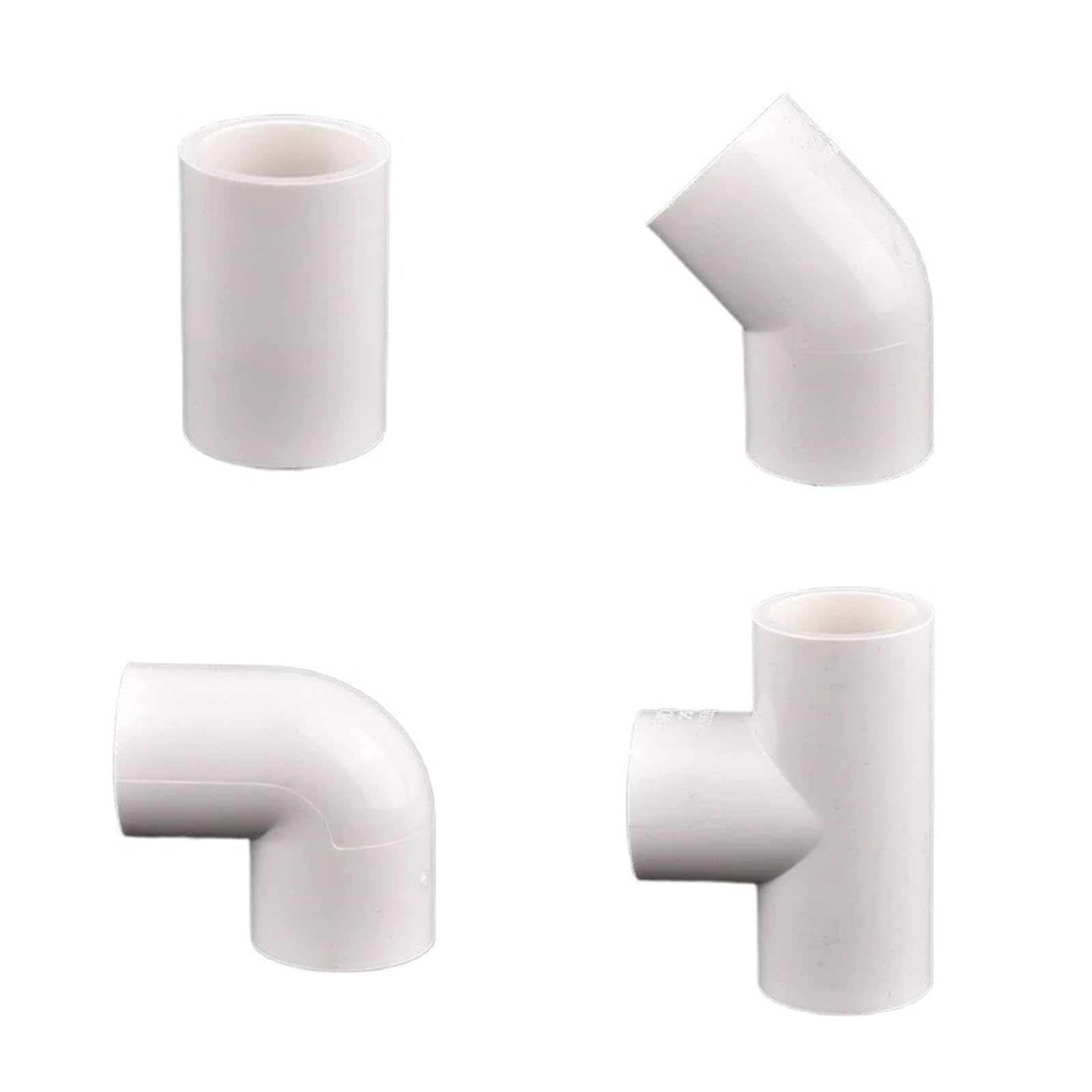 Raccords de tuyaux en PVC blanc, connecteurs té à coude droit, coupleur Tube Joint plastique, adaptateur for Aquarium, 20/25/32/40/50mm Convient pour l'irrigation(90 Elbow,ID 40mm (2pcs))