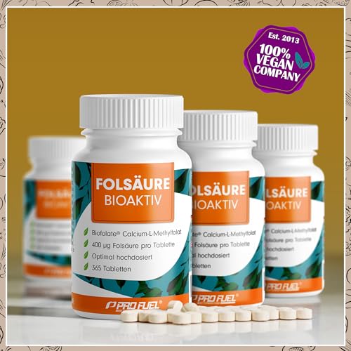 Folsäure BIOAKTIV 400µg - 365 Folsäure Tabletten mit Biofolate® L-5-MTHF Folsäure - optimal hochdosiert für Kinderwunsch & Schwangerschaft - laborgeprüft mit Zertifikat - 100% vegan - Jahresvorrat
