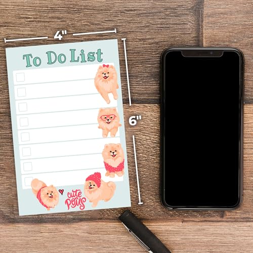 Image of DAILY RITMO Pomeranian Kawaii Sticky Notepad to Do List | Pomeranian Dog Lover Gifts for Women | Office School Supply Sticky Notes 4 inchx6 inch 50 Pages