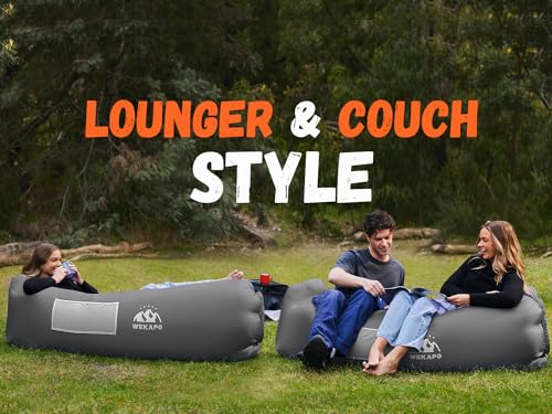 Image of WEKAPO Inflatable Couch Air Lounger Chair - Camping & Beach Accessories, Portable Blow up Sofa for Hiking, Lawn, Indoor /Outdoor Movies & Music Festivals. Lightweight and Easy to Set Up Air Hammock