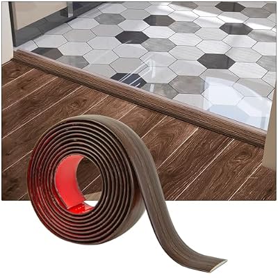 Art3d Self Adhesive Vinyl Floor Transition Strip, Laminate Floor Strip Floor Flat Divider Strip for Joining Floor Gaps,Carpet Threshold Transition,Floor Tiles?4 FT, 1.57in, Brown?