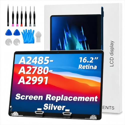 Image of A2485 A2780 A2991 Screen Replacement for 16.2 inches MacBook Pro 2021 2023 Year 3456x2234 Replacement LCD Full Assembly for EMC 3651 8103 8408 Silver