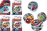 JA-RU Marvel Avengers & Spiderman Beginner Yoyo (4 Yoyos) Super Hero Yoyo for Kids, Boys & Girls. Auto Return & Responsive Yoyo. String Trick. Classic Vintage Toy Gifts & Stocking Stuffers. 6806-4