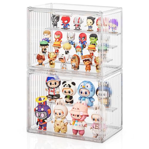 JOYZAN 透明 コレクションケース 卓上 組み立てタイプ 2個セット アクリル フィギュアケース 棚 マグネット式扉 36ｘ22ｘ27cm ショーケース 大型 ディスプレイケース 4段 取り外し可能な仕切り板 展示ボックス 防塵 汚れ防止の商品画像（Amazon）