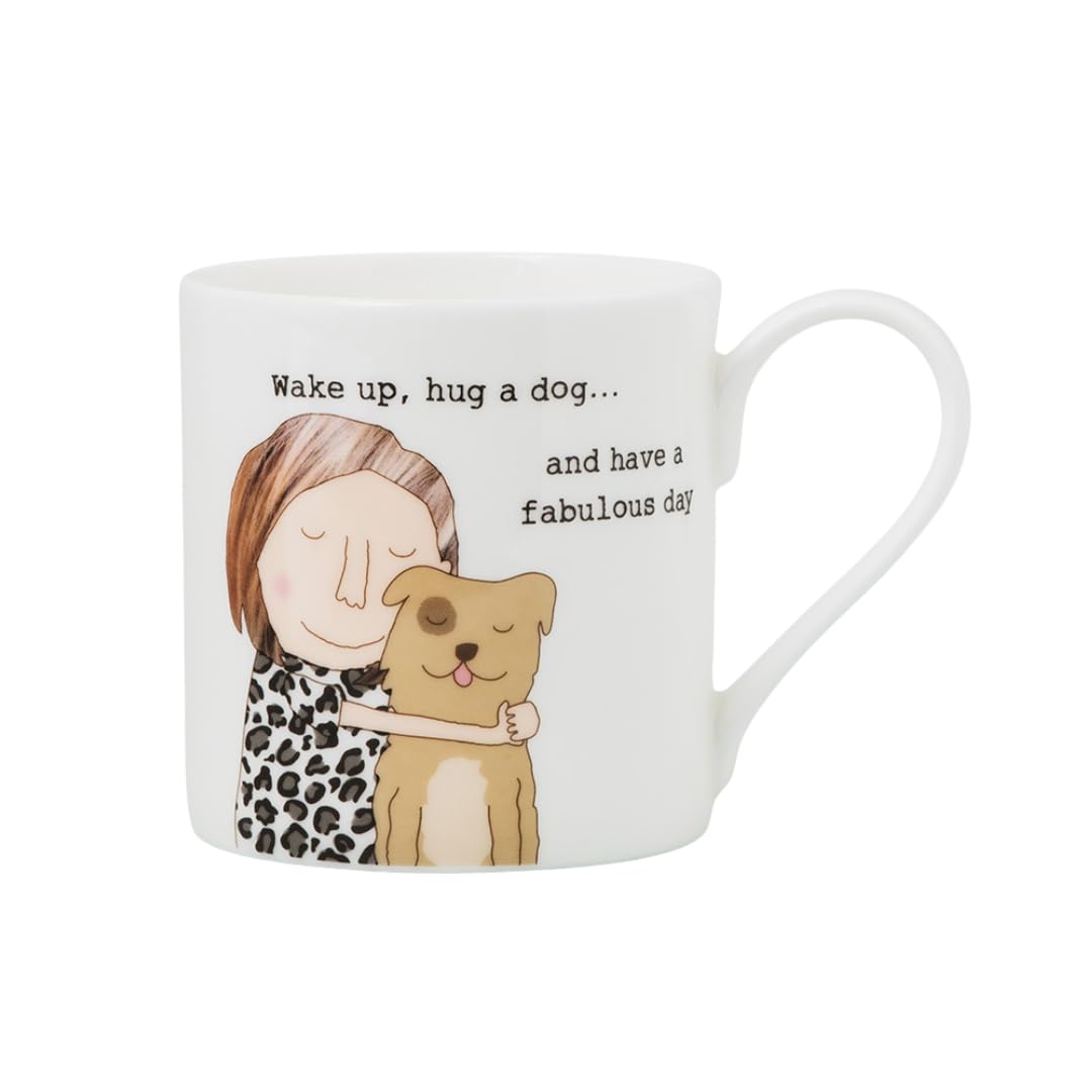 Rosie Made A Thing - Mug - Bone China (Hug a Dog, White)