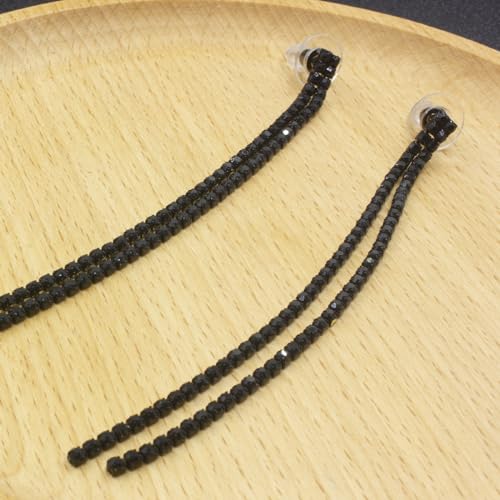 Long Chain Dangling Earrings for Women Rhinestone Line Dangle Drop Tassel Crystal Sparkly Earring for Bridal Wedding Party2