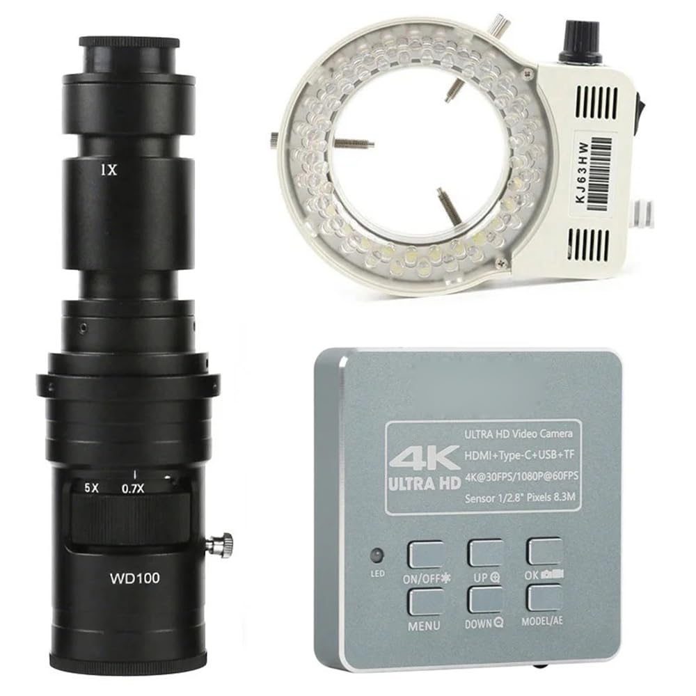 Microscope IMX415 4K 1080P UHD HDMI Type C Video Digital Microscope Camera with C-Mount 500X Lens LED Light