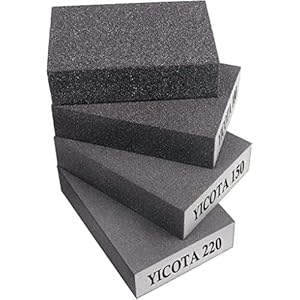 Sanding Block 4 Pieces Sanding Sponges with 4 Grits (60,100,150,220) Coarse/Medium/Fine/Superfine Wet and Dry Dual-use…