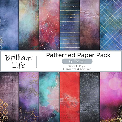 YARUMI Scrapbook Paper 6"Ã—6",Single-Sided Scrapbook Paper Pad,24 Sheets Cardstock Paper Scrapbooking Supplies-Brilliant Life-Holiday Pattern Paper Pack Cardmaking Photo Frame Background Origami Paper