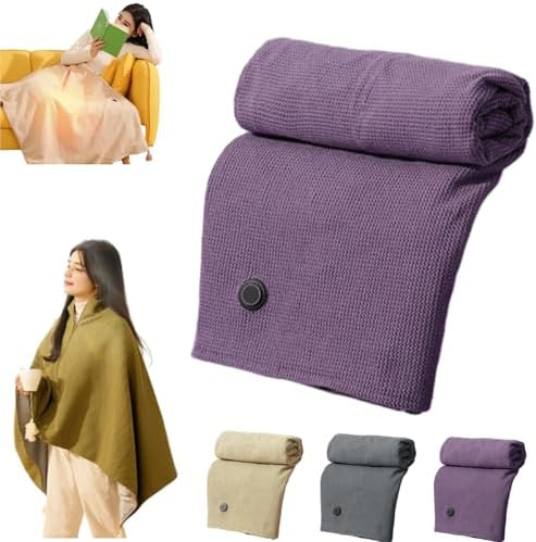 Portable Heated Shawl, Heated Shawl Wraps for Women, USB Heated Shawl Portable, Portable Heated Shawl Wraps for Women, Heated Shawl Cordless, Three Temperature Settings, Washable