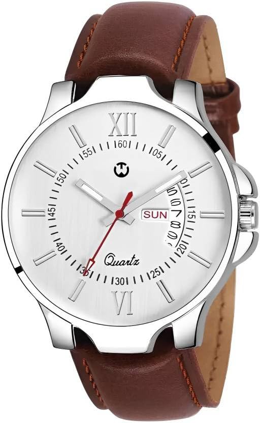 WIZARD TIMES Men’s Watch, Brown Leather Strap, Blue Day & Date Dial Analog Wrist Watch, Water Resistant, Formal & Casual Wear, Watch for Gift (Brown/White) (B0D9TTNTV8) Amazon Price History, Amazon Price Tracker