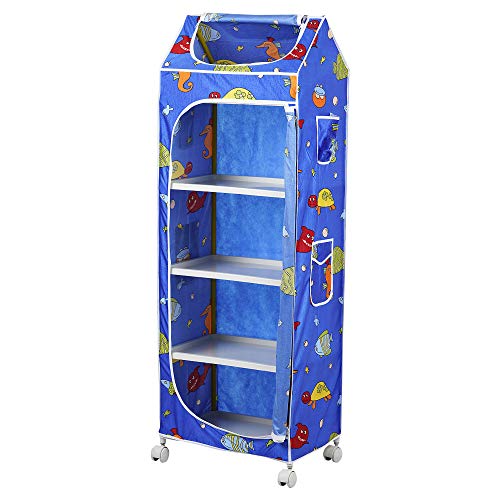 Image of Little One's | 5 Plastic Shelves Baby Foldable Wardrobe (Made in India), Unbreakable Material, (Plastic Structure)| Aquatic Blue | HP5 /FB