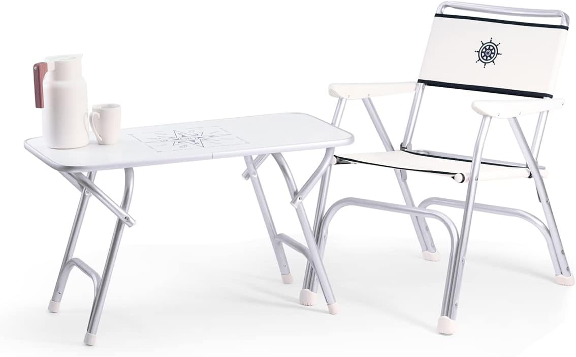 FORMA MARINE Boat Table Folding White Melamine 34.7" x 17.3" x 24" Height Marine Aluminum Yacht Deck Furniture M200