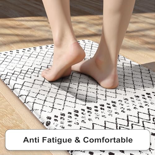 KIMODE Kitchen Mats 2PCS,Cushioned Anti Fatigue Kitchen Rugs and Mats,Non Skid Waterproof Kitchen Mats for Floor,Comfort Foam Standing Mat for Home, Office,Sink,Laundry,Desk,Black and White - Image 3
