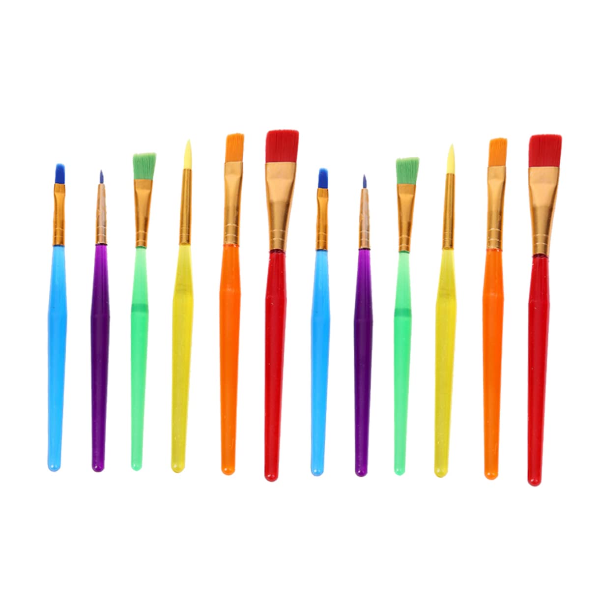 KONTONTY Juego de 12 Pinceles de Nylon para Infantil 6 Piezas por Set Mango de Plástico para y Gouache para Niños y Duradero Product Image 1